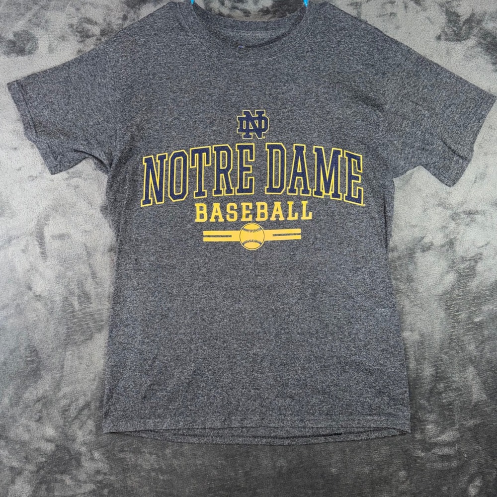 Mens Small Champion Notre Dame Baseball T-Shirt Gray Excellent Collegiate Tee